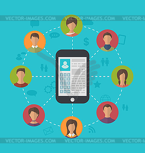 Smart phone with profile page social network and - royalty-free vector image