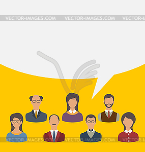 Unity of business people team with speech bubble, - vector EPS clipart