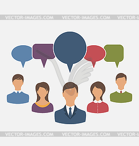 Concept of leadership, dialog speech bubbles - vector clipart