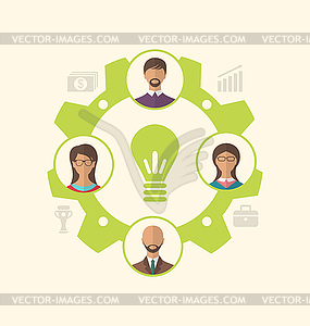 Idea of teamwork and success, business people - vector image