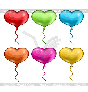 Set colorful balloons in shape of hearts b - vector clipart