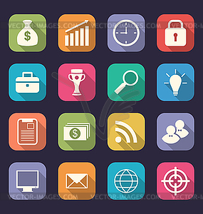 Set flat icons of business, office and marketing - vector image