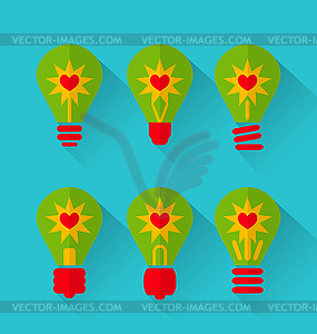 Trendy flat icons for Valentines Day, style with - vector image