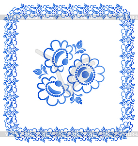 Decorative border with beautiful flowers - vector clip art