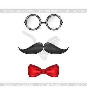 Hipster символом человек лицо, очки, усы - стоковый клипарт