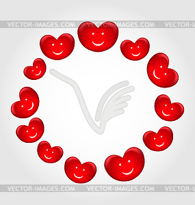 Round frame made in smiling hearts for Valentines - vector clipart / vector image