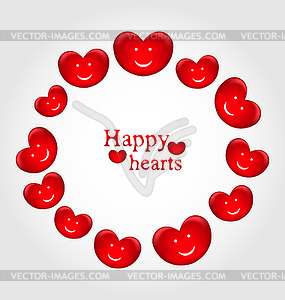 Round frame made in smiling hearts for Valentines - vector image