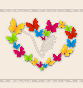 Celebration postcard with heart made in colorful - vector image
