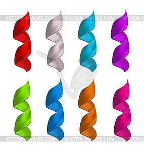 Set shiny colorful satin spiral ribbons - vector clipart