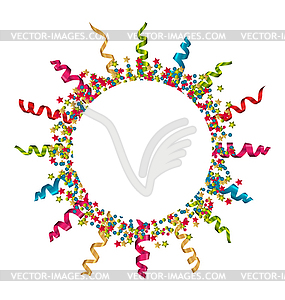 Round frame made of multicolored paper serpentine - vector clipart