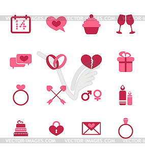 Trendy flat icons for Valentines Day, design - vector clipart