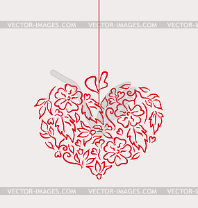 Ornamental heart in style for Valentine Day - vector image