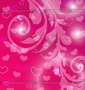 Valentine Day template with abstract floral element - vector clipart