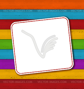 Celebration card on colorful wooden background - color vector clipart