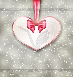 Greeting paper card made of heart shape Valentine - vector clipart