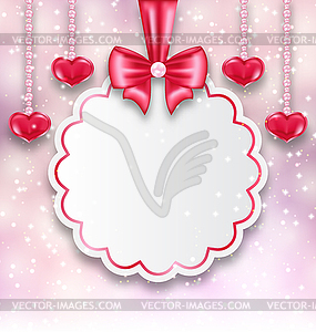 Shimmering background with celebration paper card - vector clip art