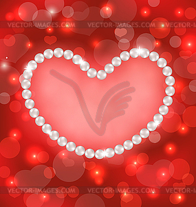 Lighten background with heart made in pearls for - vector image