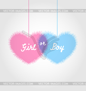 Pink and blue baby shower in form hearts - vector clipart