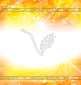 Abstract orange background with sun light rays - vector clip art