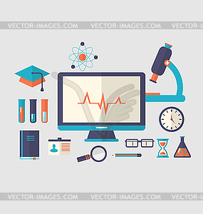 Set flat icon of objects chemical laboratory - vector image