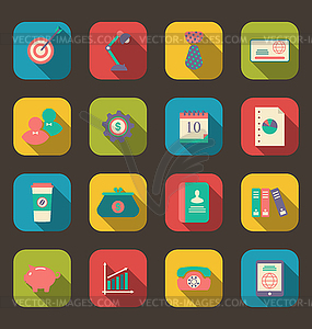 Flat icons of web design objects, business and - vector image