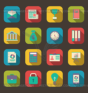 Flat colorful icons of web business and financial - vector clipart