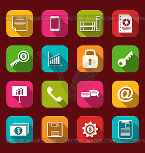 Group simple flat icons of business and financial - vector clipart