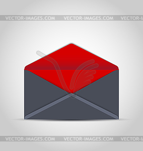 Open empty envelope with shadow on grey background - vector image