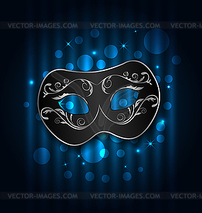 Carnival or theater mask on blue shimmering - vector image