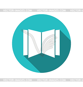 Icon open magazine newspaper cuted on round blue - vector clipart