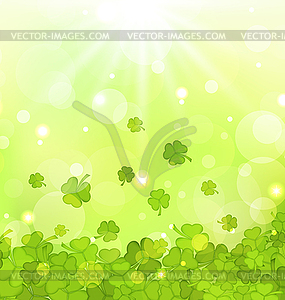 Glowing background with shamrocks for St. - royalty-free vector image