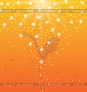 Абстрактные оранжевый фон с лучами солнца и блестящие - векторный клипарт
