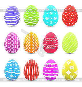 Easter many multicolored ornate eggs with shadows - vector image
