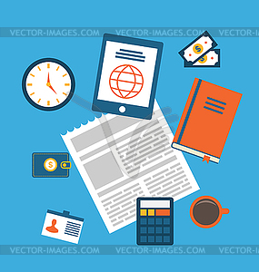 Concept of creative office workspace, workplace, - vector clipart