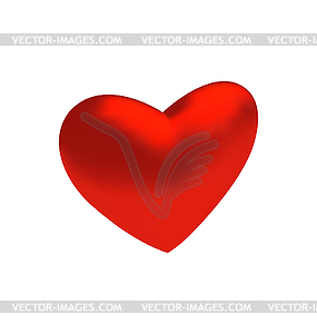 Red three-dimensional heart - vector image