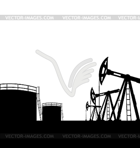 Oil pump jack for petroleum and reserve tanks, - vector EPS clipart