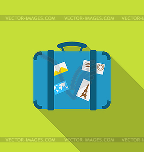 Flat modern icon of handle baggage with funky - vector image