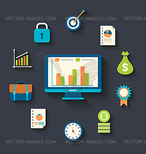 Flat icons concepts for business, finance, strategi - vector image