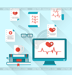 Установить современные плоские медицинские иконки с бумажными документами - клипарт в векторе / векторное изображение
