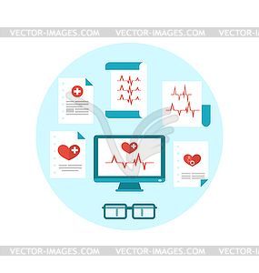 Set modern flat medical icons with paper documents - color vector clipart