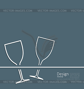 Two wineglass wedding invitation card - royalty-free vector clipart
