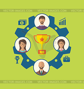 Unity of business people leading to success and - vector image