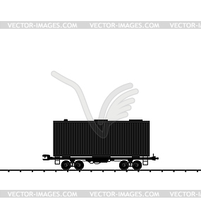 Wagon cargo railroad train, black transportation ic - vector image