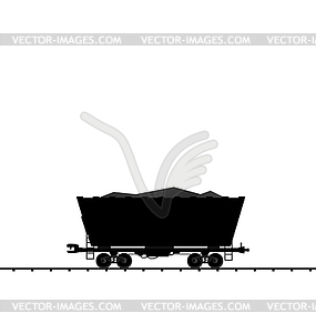 Cargo coal wagon freight railroad train, black tran - vector clipart