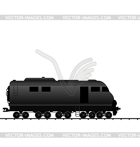 Powered locomotive railroad train, black transporta - vector clip art