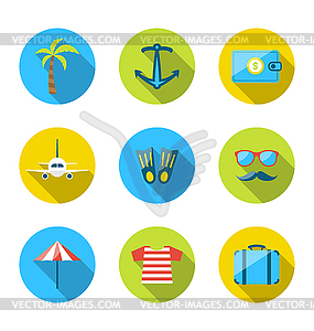 Set flat icons of traveling, tourism and journey - vector clip art