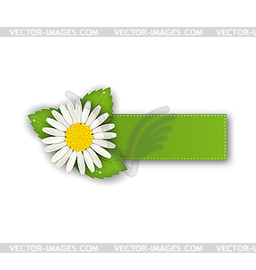 Label or offer sticker with flower daisy, back - vector EPS clipart