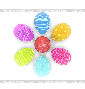 Easter set painted ornamental eggs with shadows - vector image