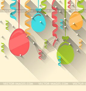 Easter background with colorful eggs and serpentine - vector clipart