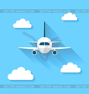 Simple icons of plane and clouds with long - vector EPS clipart